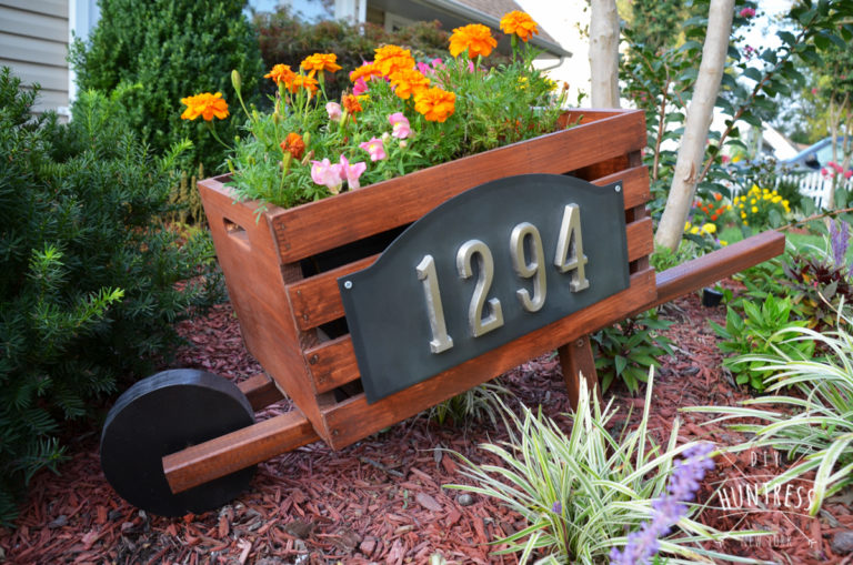 DIY Wooden Home Address Wheelbarrow