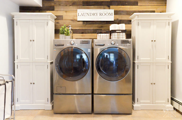 DIY Wood Accent Wall & Laundry Room Makeover