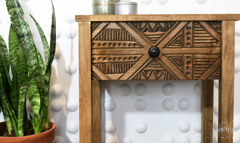 DIY Wood Carved Side Table