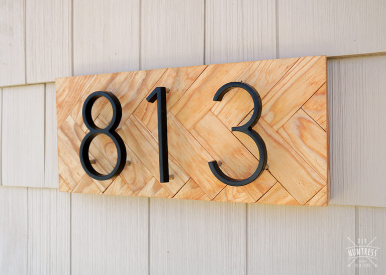 DIY Herringbone Address Sign