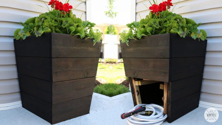 DIY Planter With Hose Storage
