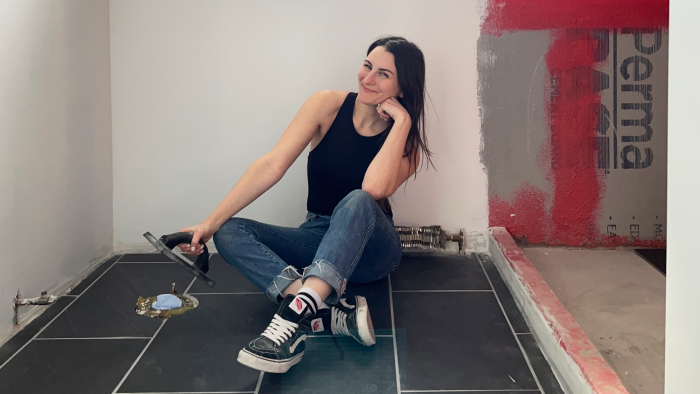 Tiling Our Small Bathroom Floor!